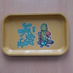 Yellow Decorative Tray with Graphic Art